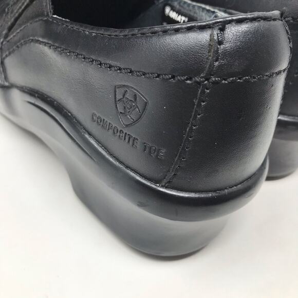 Ariat Black Leather Professional Slip On Work Clogs Shoes composite toe womens 6 - Picture 7 of 16